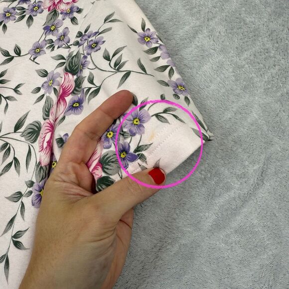 Vtg 90s Knit Maxi Dress Large Pink Floral Ties Cottage Modest Grandma Feminine - Picture 5 of 15